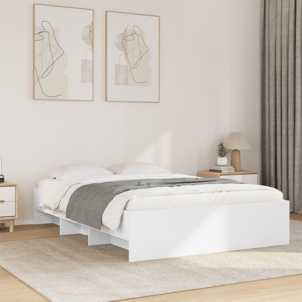Bedframe White 120x190cm Small Double Engineered Wood - Sid & Sam