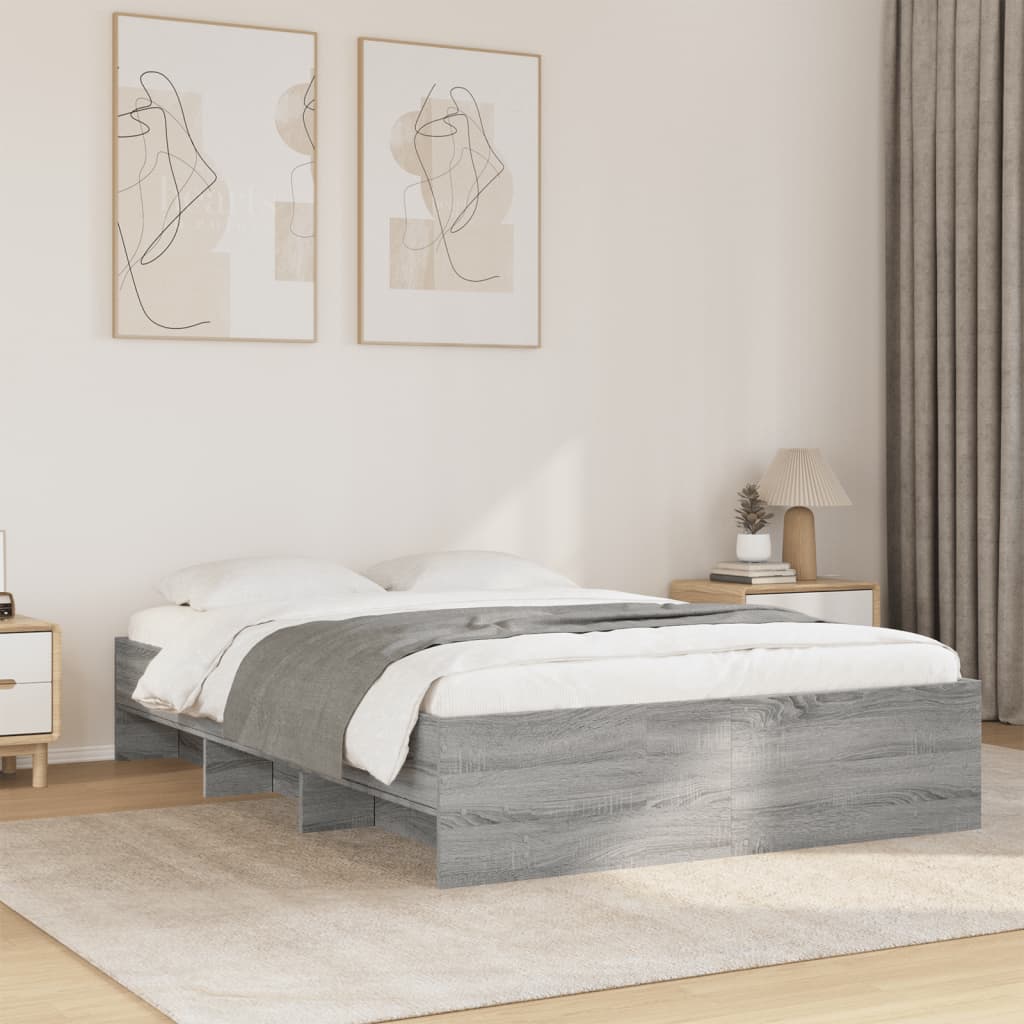Bedframe Grey Sonoma 120x190cm Small Double Engineered Wood - Casper Homes