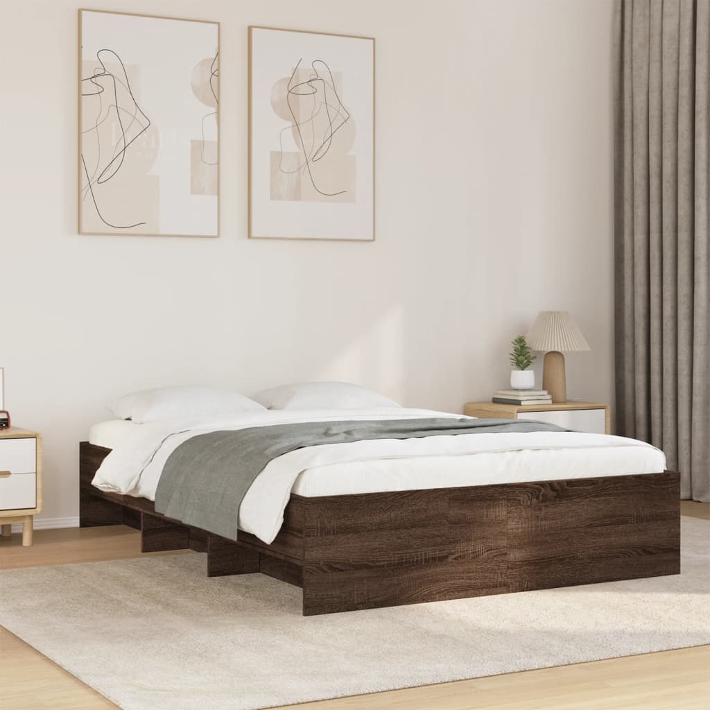 Bedframe Brown Oak 120x190cm Small Double Engineered Wood - Charlotte Dunes