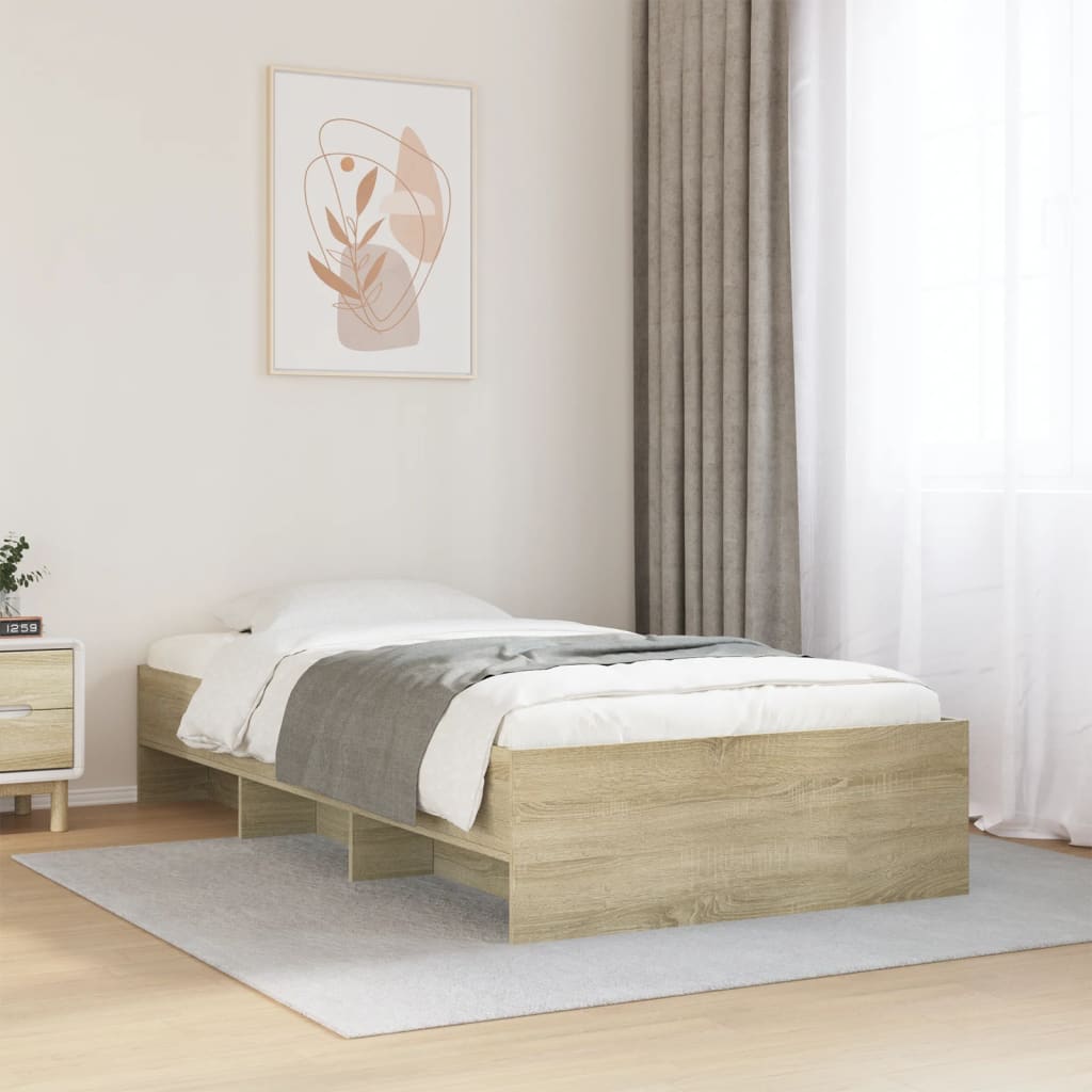 Bedframe Sonoma Oak 75x190cm Small Single Engineered Wood - All Things Good