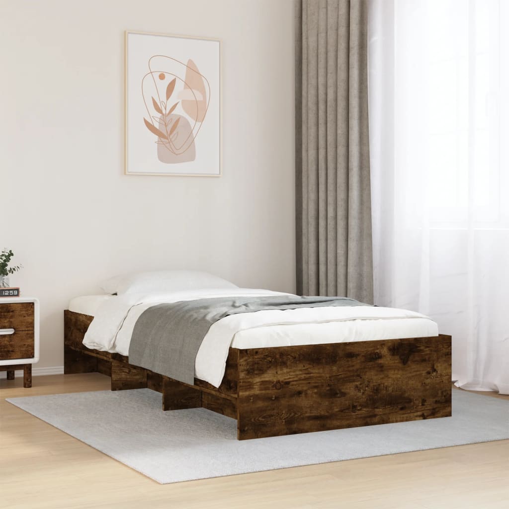 Bedframe Smoked Oak 75x190cm Small Single Engineered Wood - Brittle & Co