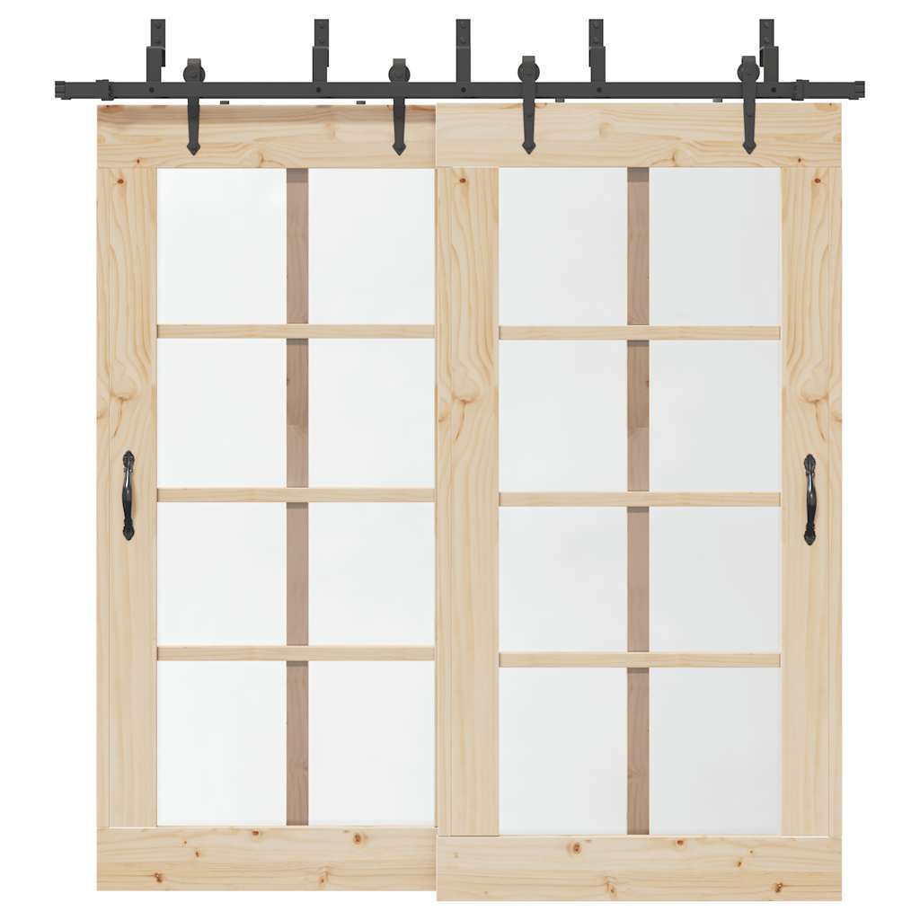 Sliding Door Hardware Kit 213,5 cm Steel Black - The Home Maker
