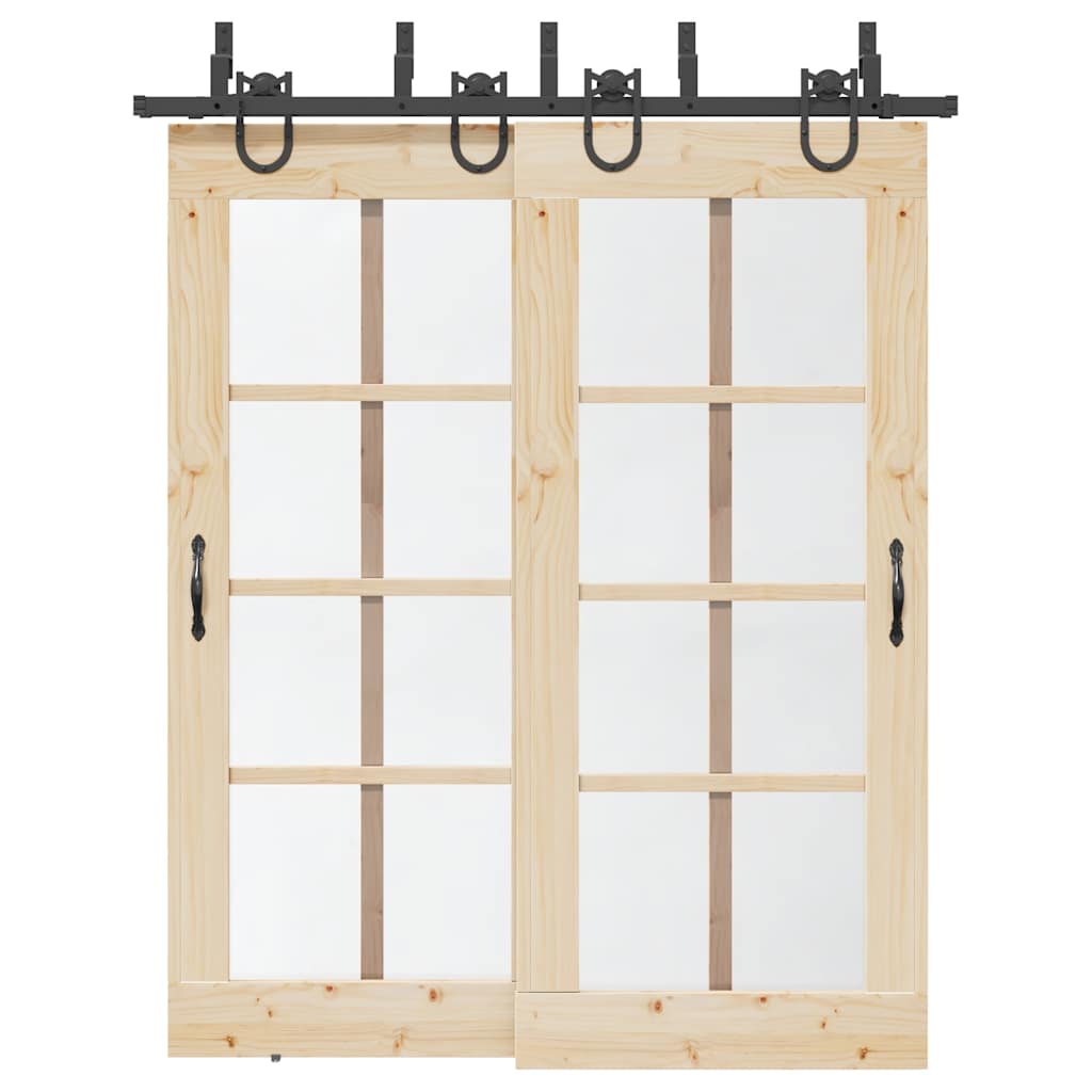 Sliding Door Hardware Kit 183 cm Steel Black - Sid & Sam