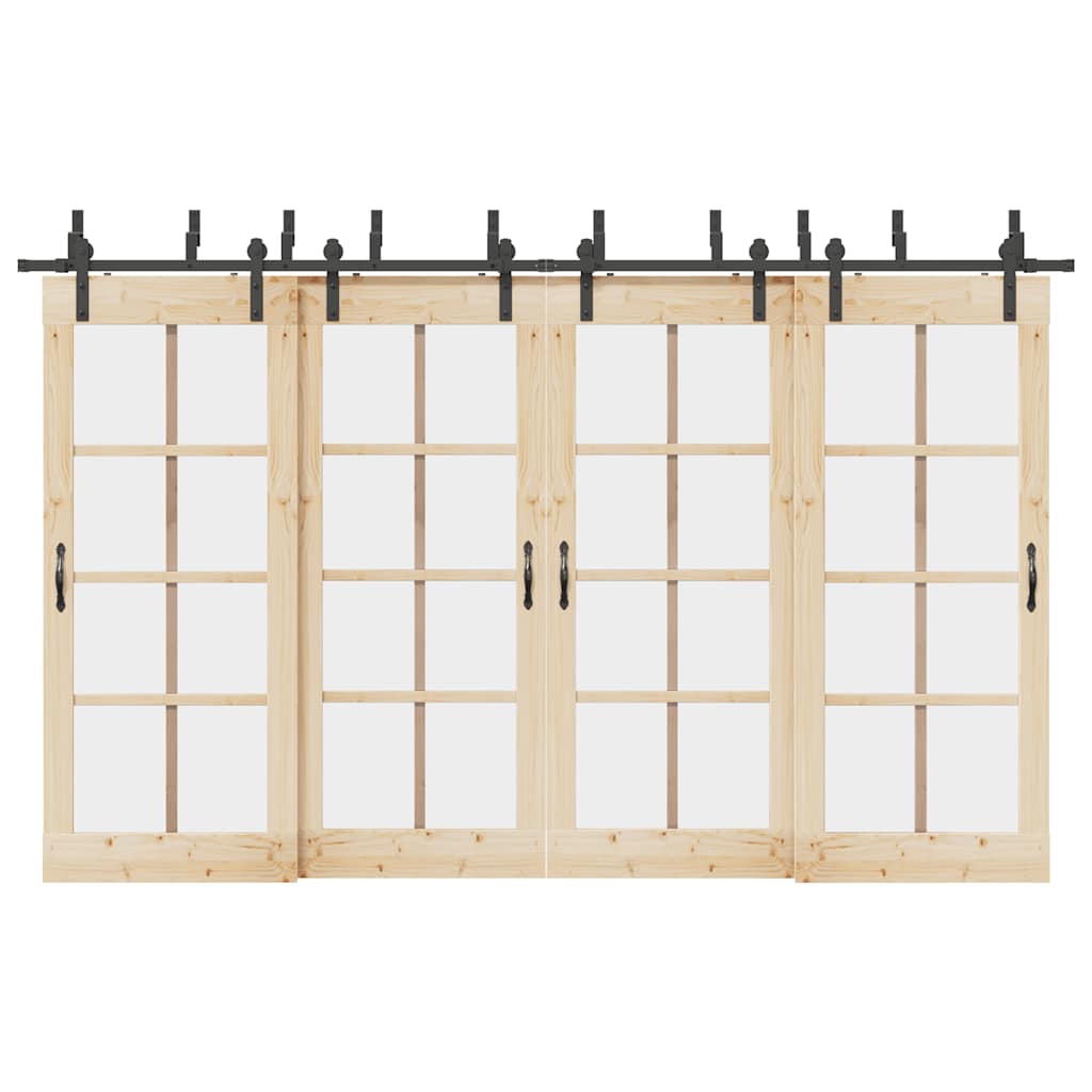 Sliding Door Hardware Kit 366 cm Steel Black - Design Hut