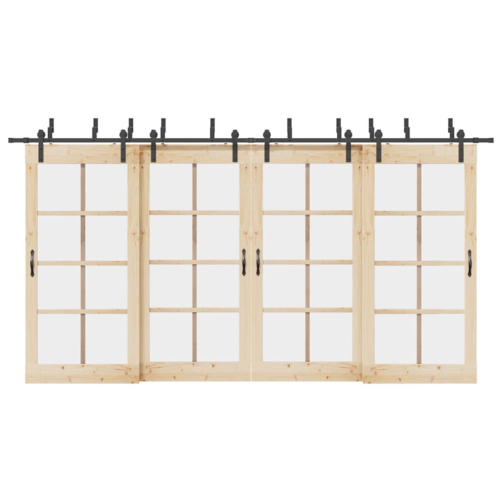 Sliding Door Hardware Kit 427 cm Steel Black - Direct Imports
