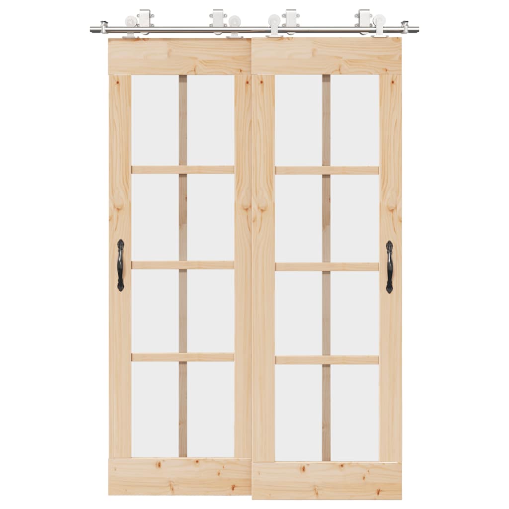 Sliding Door Hardware Kit 183 cm Stainless Steel Silver - Design Hut