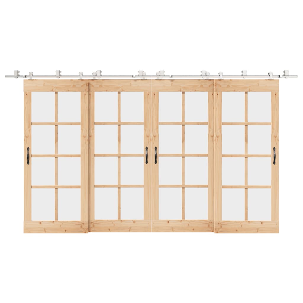 Sliding Door Hardware Kit 200 cm Stainless Steel Silver - Casper Homes