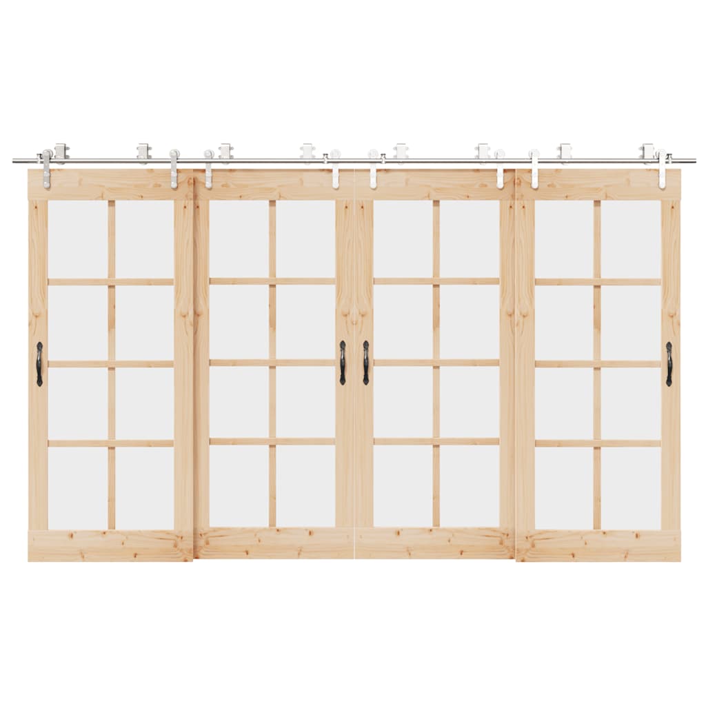 Sliding Door Hardware Kit 366 cm Stainless Steel Silver - Brittle & Co