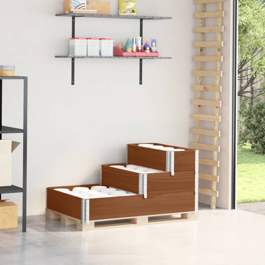 3-Tier Raised Bed Brown 120x80 cm Solid Wood Pine - vid-4010312 - Discount Dealers