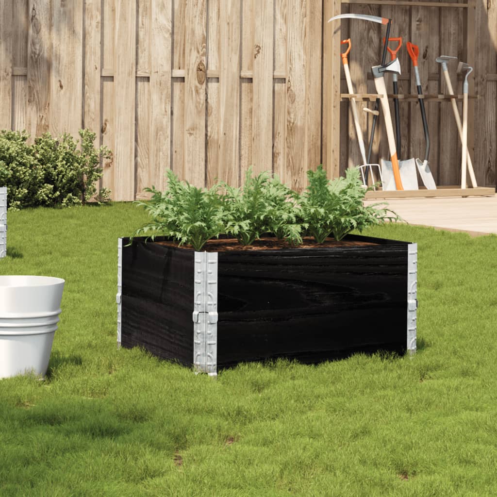 Garden Planter Black 80x60 cm Solid Wood Pine - Design Hut