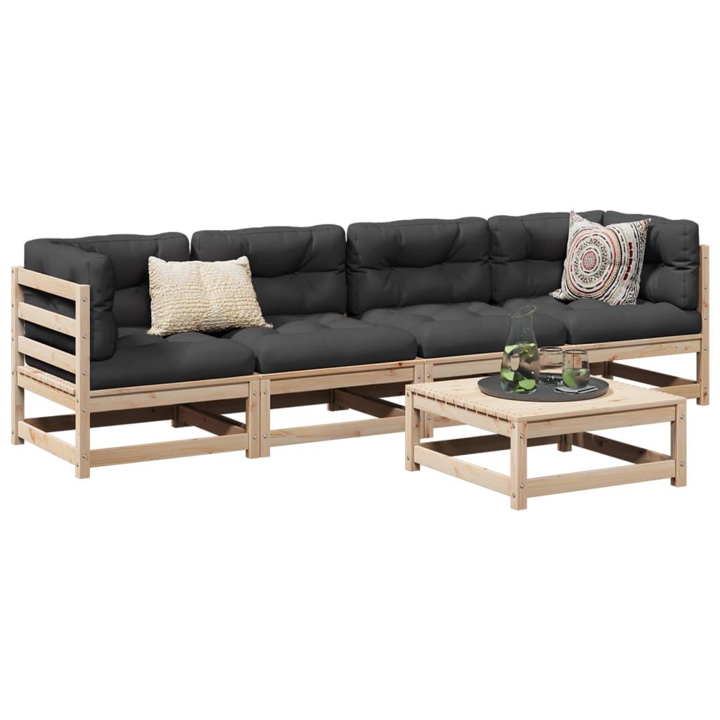 5 Piece Garden Sofa Set Solid Wood Pine - Charlotte Dunes