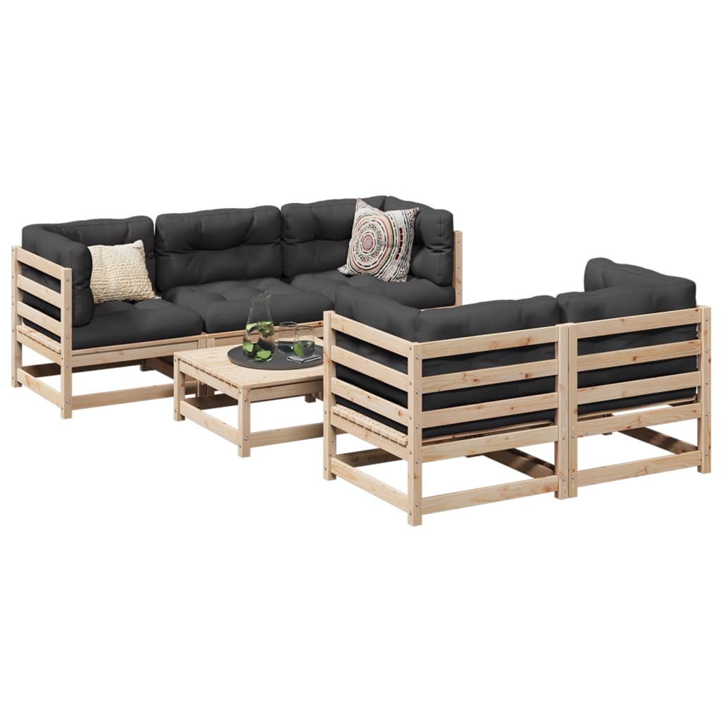 6 Piece Garden Sofa Set Solid Wood Pine - vid-3299286 - Discount Dealers