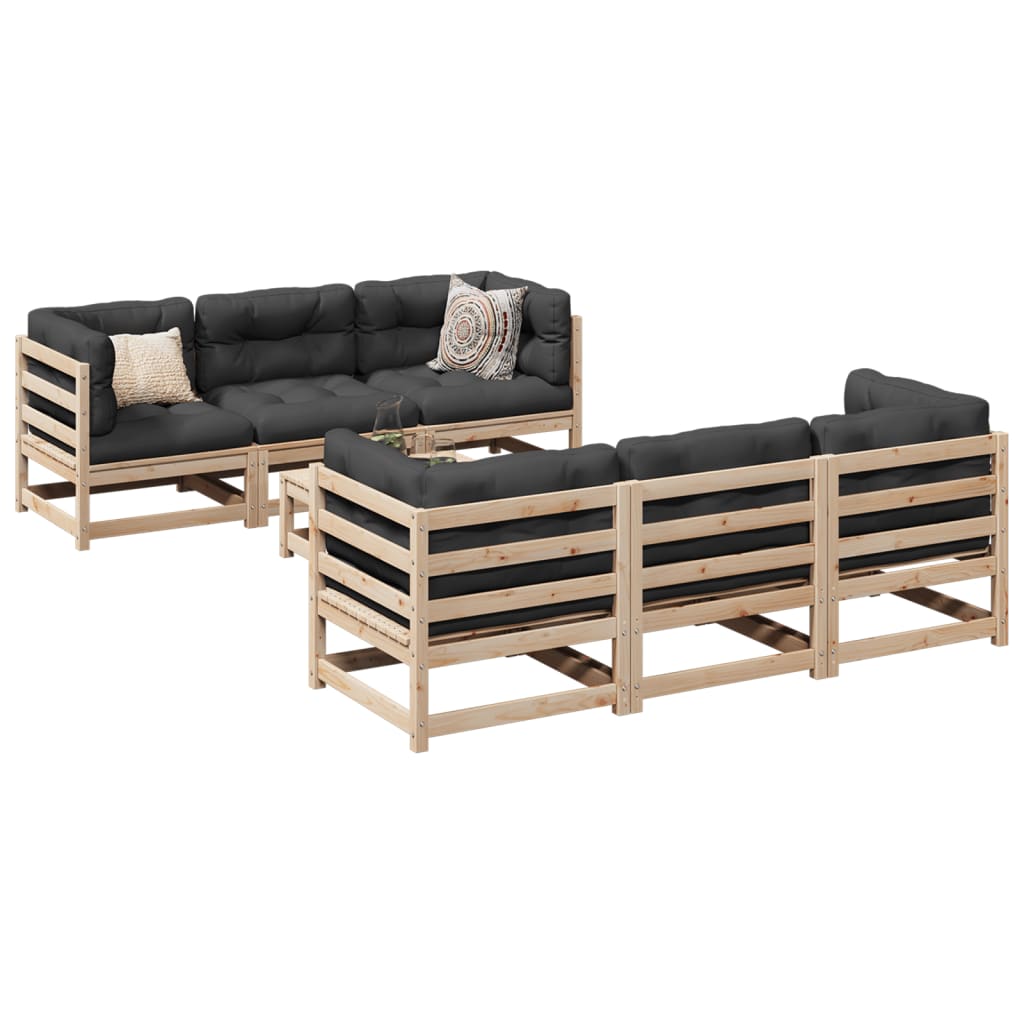 7 Piece Garden Sofa Set Solid Wood Pine - vid-3299297 - Discount Dealers