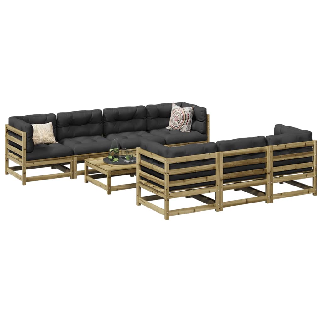 8 Piece Garden Sofa Set Impregnated Wood Pine - vid-3299322 - Discount Dealers