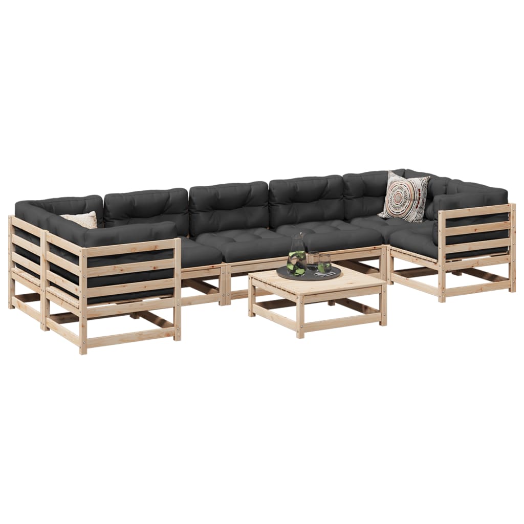 8 Piece Garden Sofa Set Solid Wood Pine - vid-3299331 - Discount Dealers