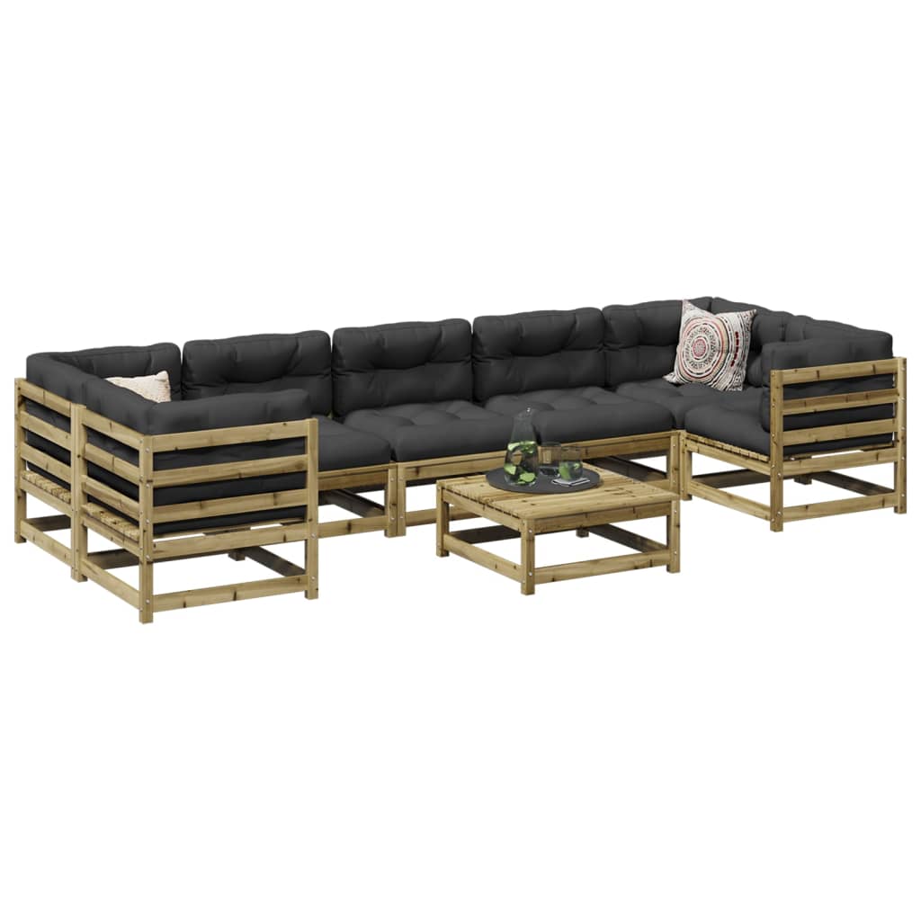 8 Piece Garden Sofa Set Impregnated Wood Pine - vid-3299334 - Discount Dealers