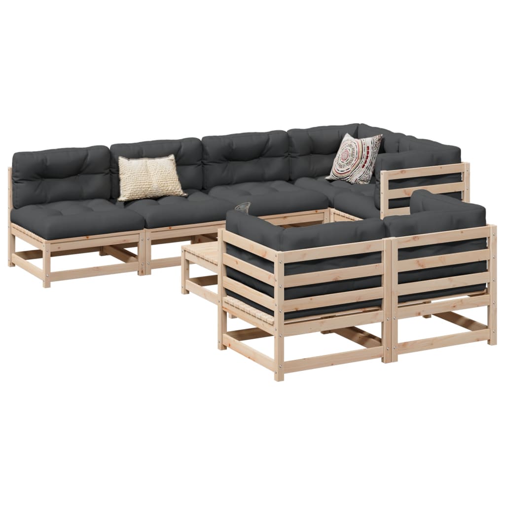 8 Piece Garden Sofa Set Solid Wood Pine - vid-3299342 - Discount Dealers
