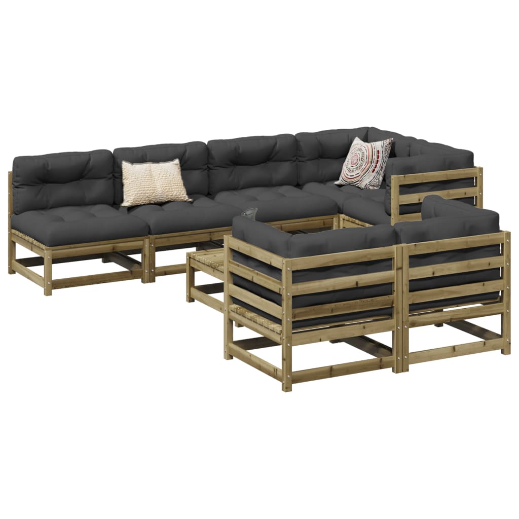 8 Piece Garden Sofa Set Impregnated Wood Pine - vid-3299345 - Discount Dealers