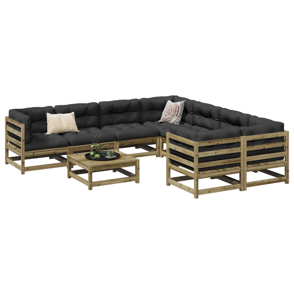 9 Piece Garden Sofa Set Impregnated Wood Pine - vid-3299369 - Discount Dealers