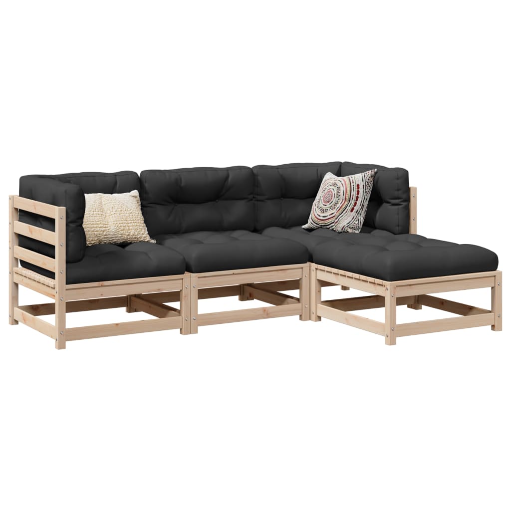 4 Piece Garden Sofa Set Solid Wood Pine - vid-3299377 - Discount Dealers
