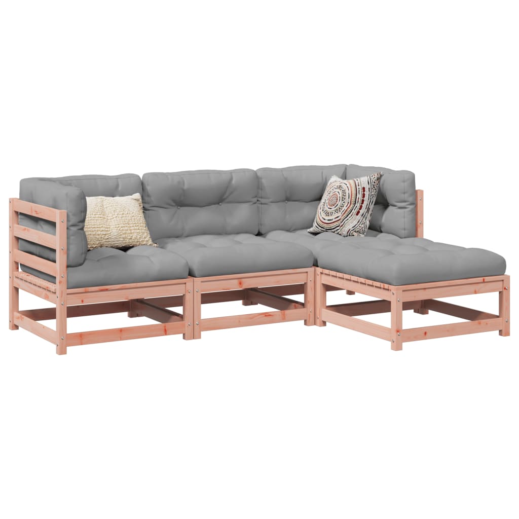 4 Piece Garden Sofa Set Solid Wood Douglas Fir - vid-3299379 - Discount Dealers