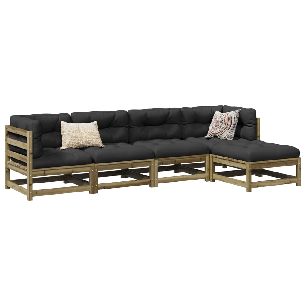5 Piece Garden Sofa Set Impregnated Wood Pine - Charlotte Dunes