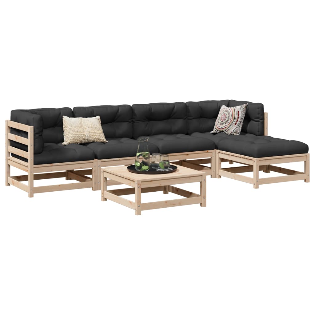 6 Piece Garden Sofa Set Solid Wood Pine - vid-3299396 - Discount Dealers