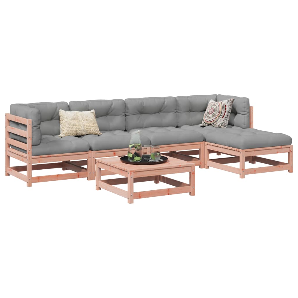 6 Piece Garden Sofa Set Solid Wood Douglas Fir - vid-3299399 - Discount Dealers