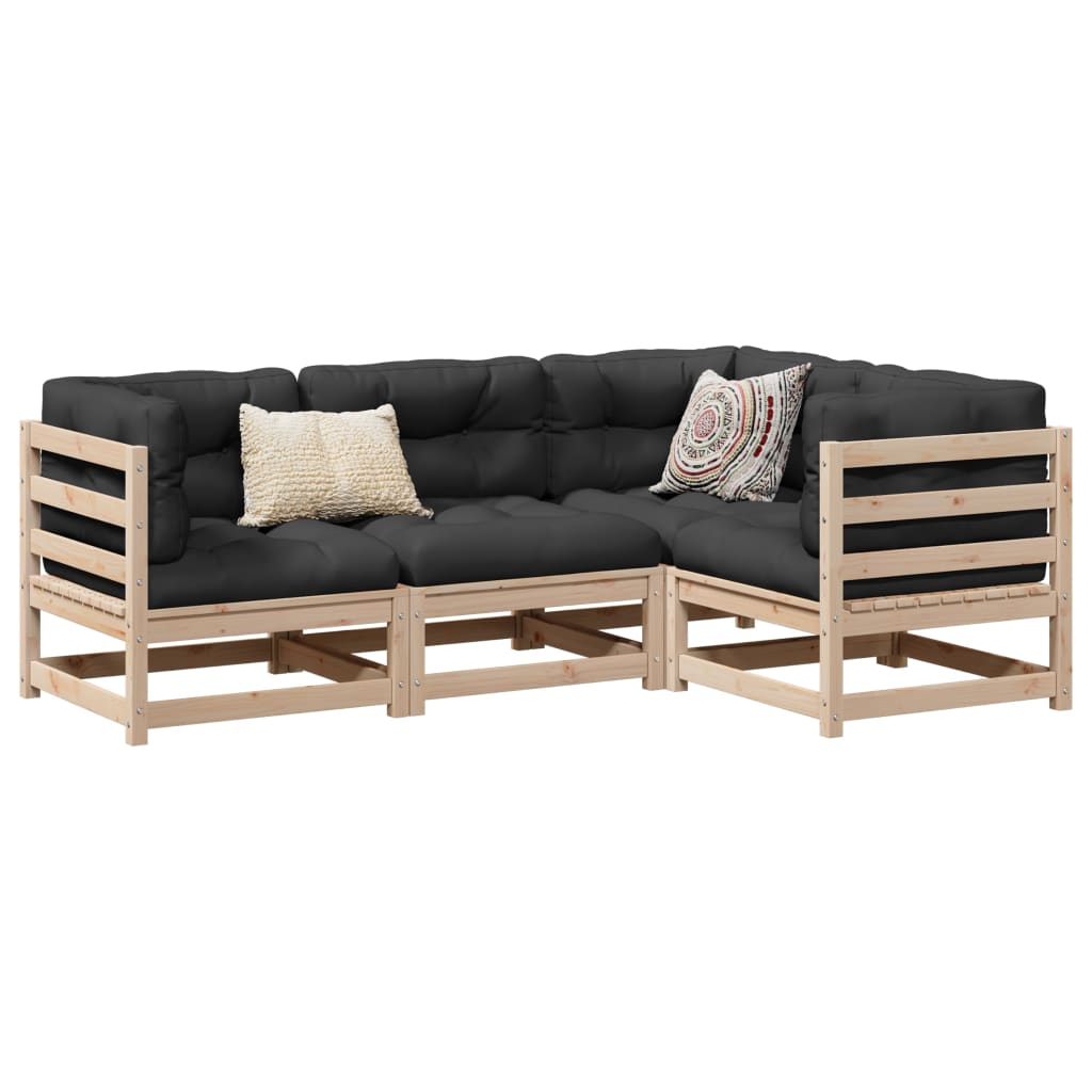 4 Piece Garden Sofa Set Solid Wood Pine - The Home Maker