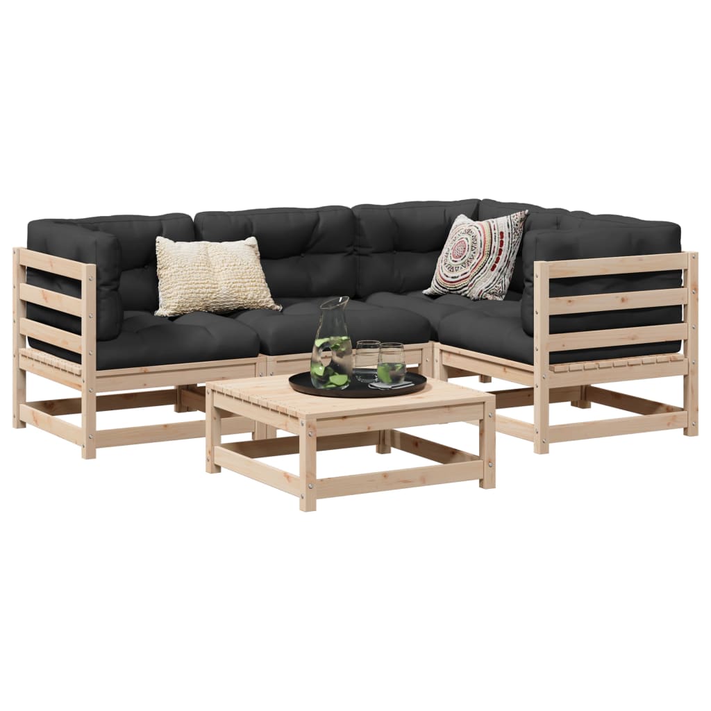 5 Piece Garden Sofa Set Solid Wood Pine - vid-3299419 - Discount Dealers