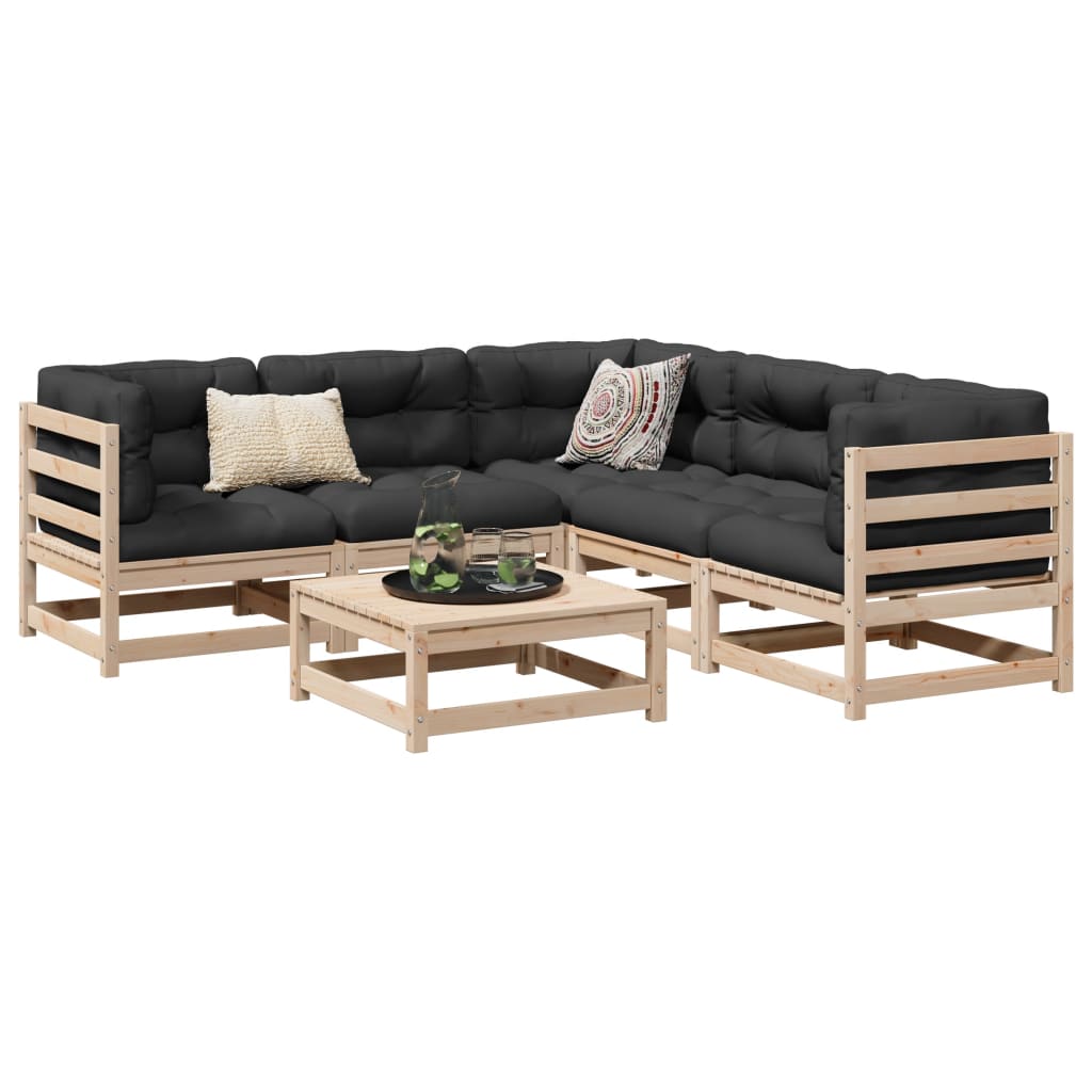 6 Piece Garden Sofa Set Solid Wood Pine - Charlotte Dunes