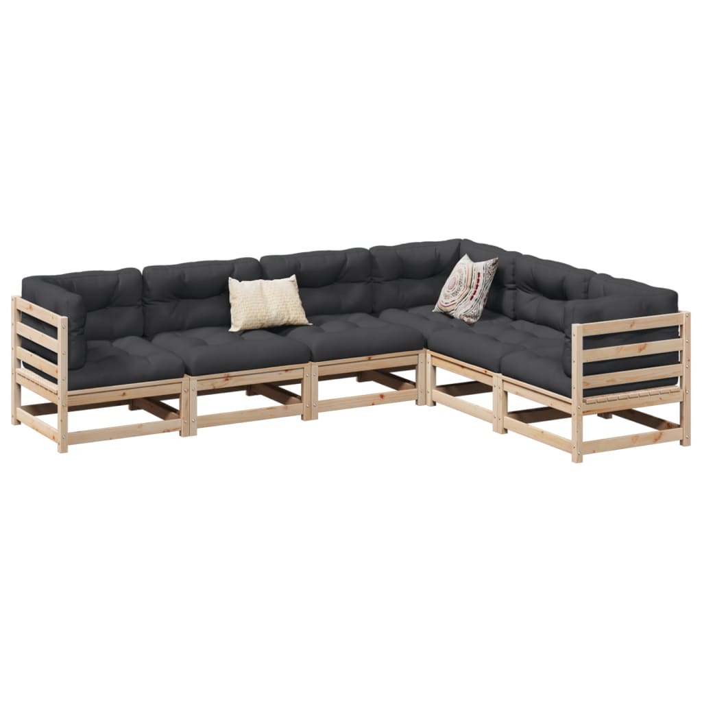 6 Piece Garden Sofa Set Solid Wood Pine - vid-3299452 - Discount Dealers