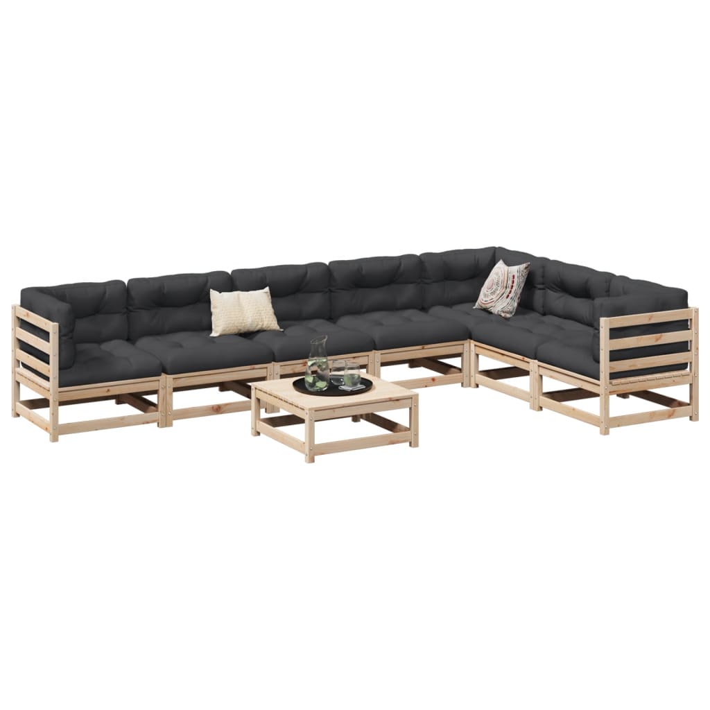 8 Piece Garden Sofa Set Solid Wood Pine - vid-3299474 - Discount Dealers