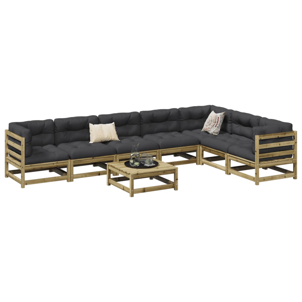 8 Piece Garden Sofa Set Impregnated Wood Pine - vid-3299477 - Discount Dealers