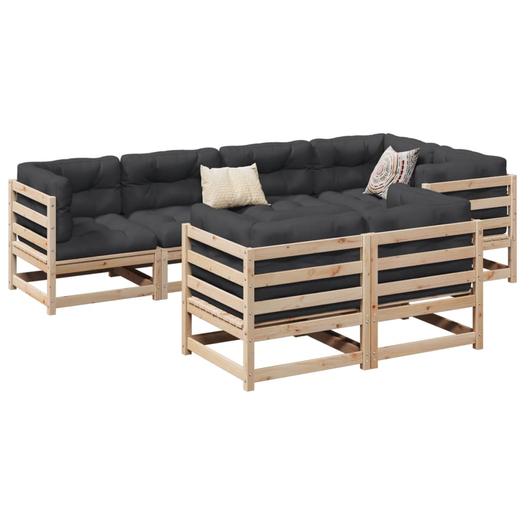 7 Piece Garden Sofa Set Solid Wood Pine - vid-3299489 - Discount Dealers