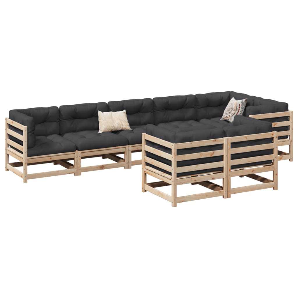 8 Piece Garden Sofa Set Solid Wood Pine - vid-3299500 - Discount Dealers