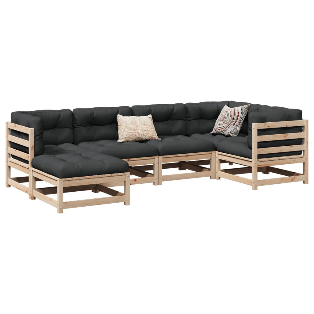 6 Piece Garden Sofa Set Solid Wood Pine - vid-3299519 - Discount Dealers