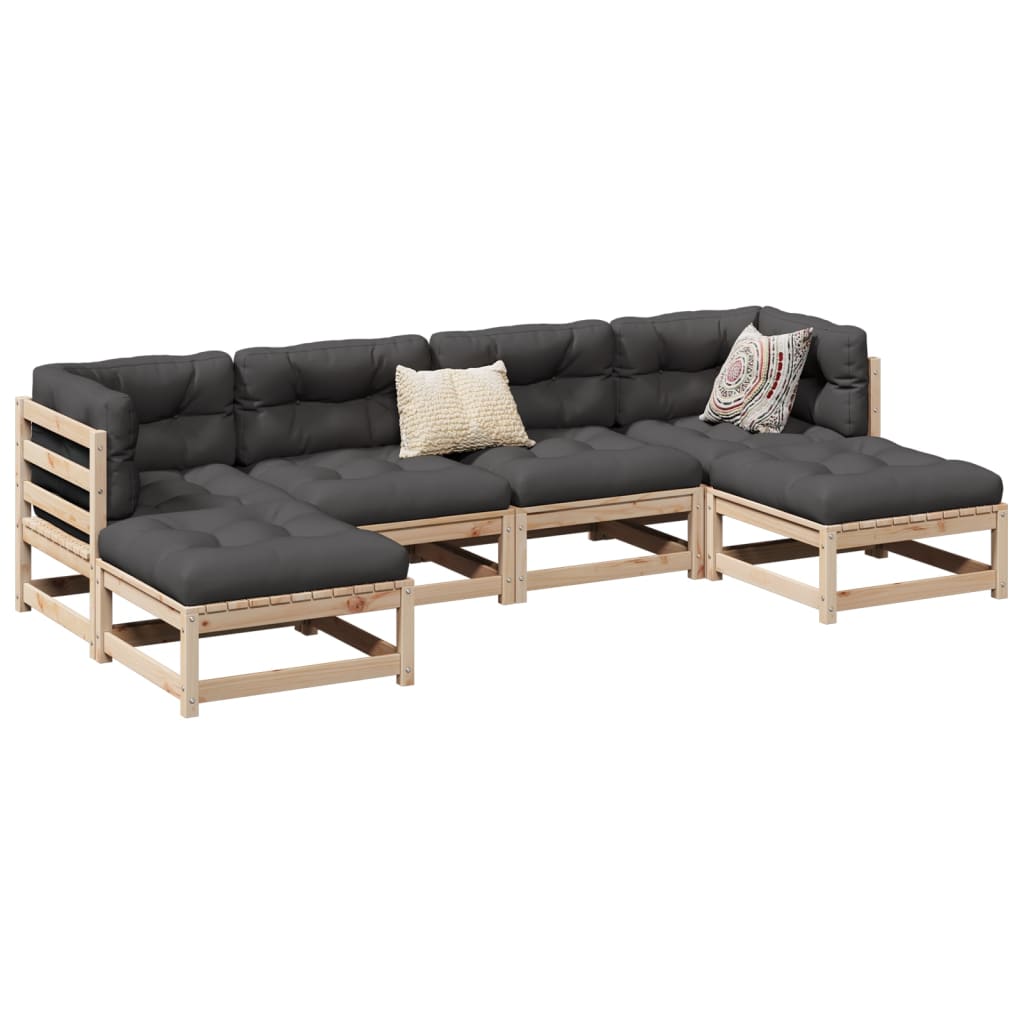 6 Piece Garden Sofa Set Solid Wood Pine - vid-3299563 - Discount Dealers