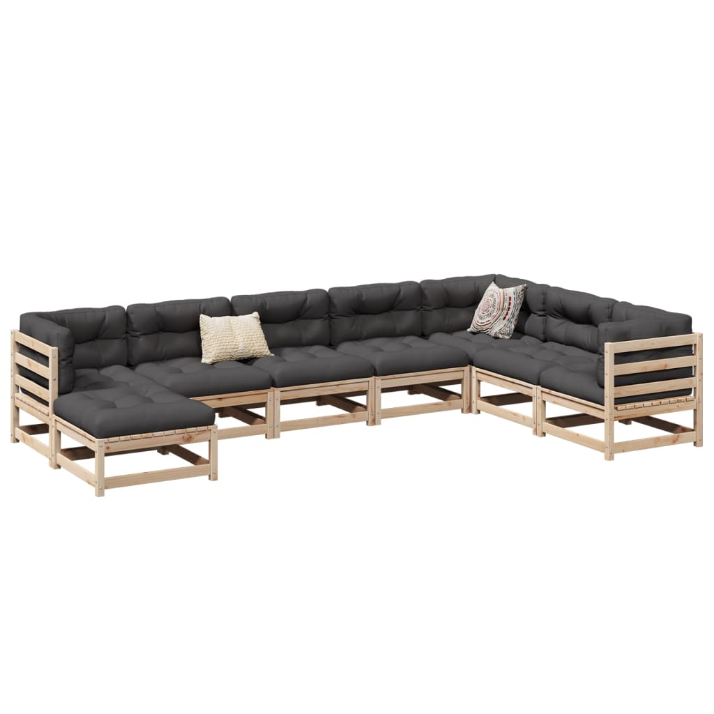 8 Piece Garden Sofa Set Solid Wood Pine - vid-3299574 - Discount Dealers