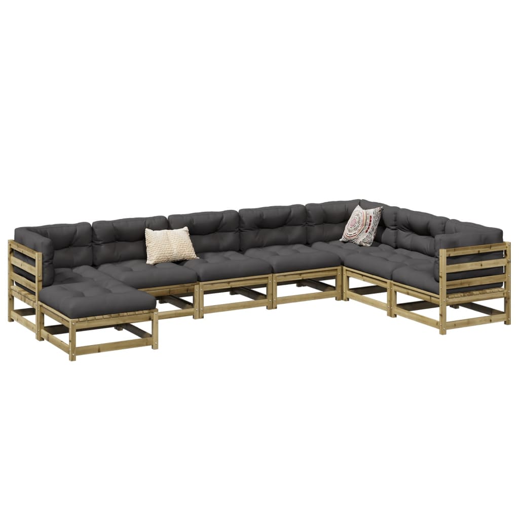 8 Piece Garden Sofa Set Impregnated Wood Pine - vid-3299577 - Discount Dealers