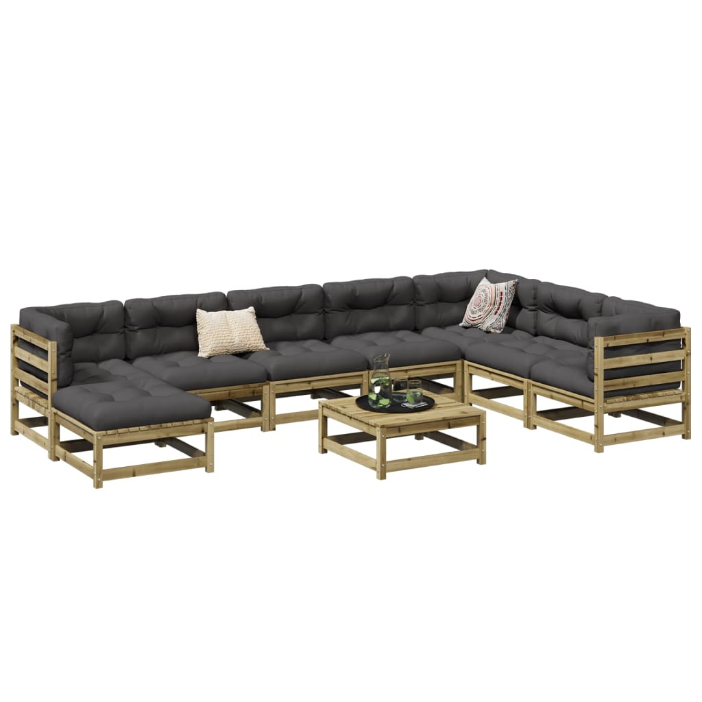 9 Piece Garden Sofa Set Impregnated Wood Pine - vid-3299584 - Discount Dealers