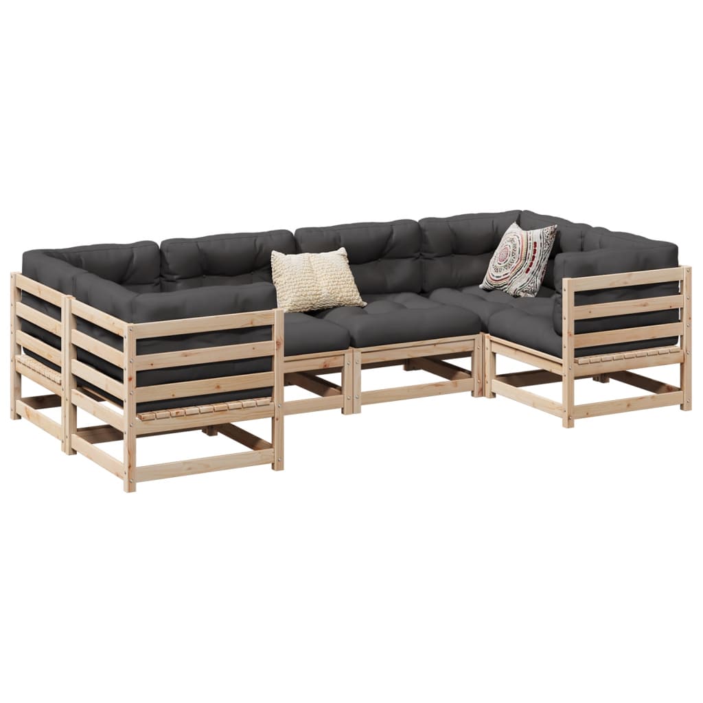 6 Piece Garden Sofa Set Solid Wood Pine - vid-3299603 - Discount Dealers