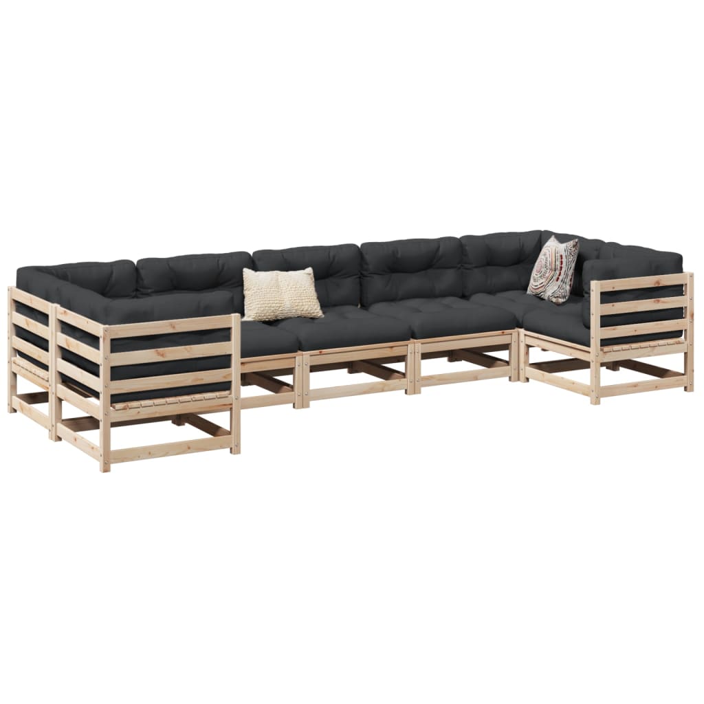7 Piece Garden Sofa Set Solid Wood Pine - vid-3299614 - Discount Dealers