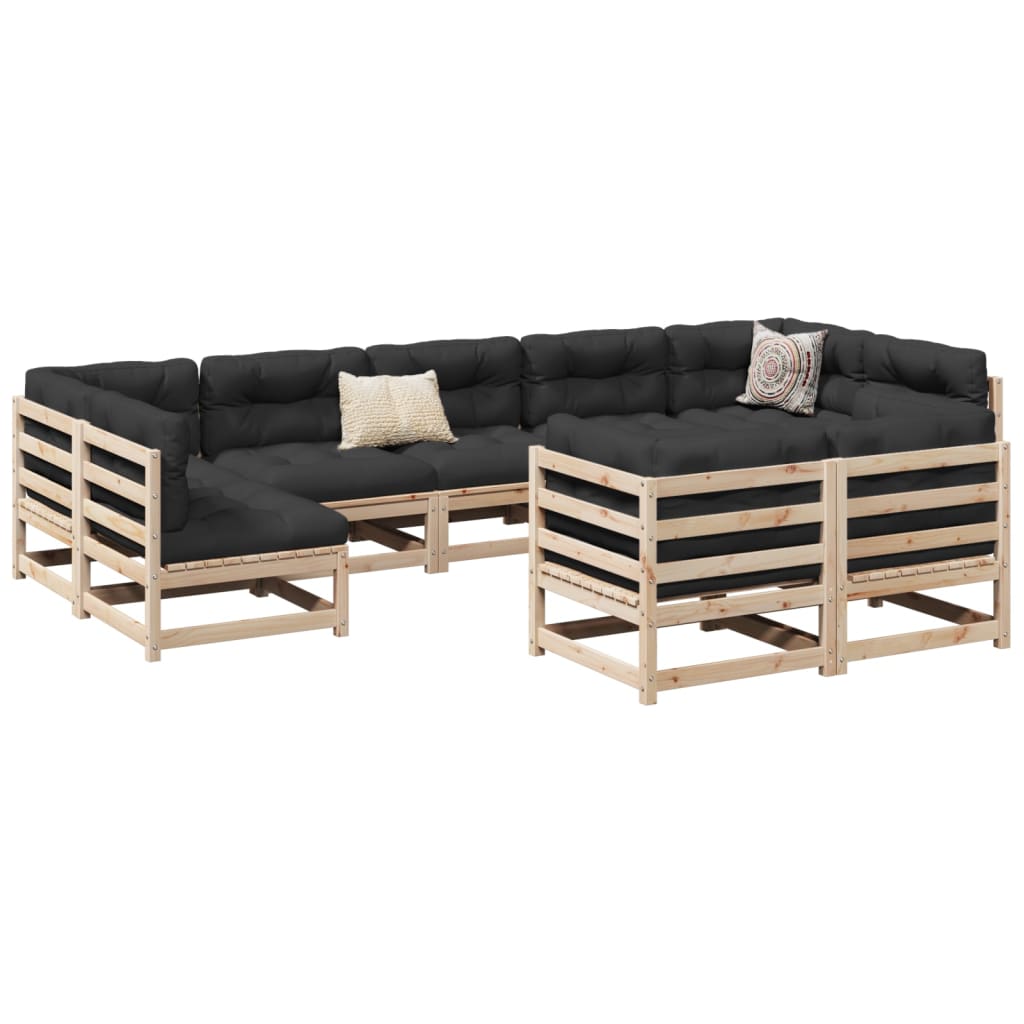 9 Piece Garden Sofa Set Solid Wood Pine - vid-3299625 - Discount Dealers