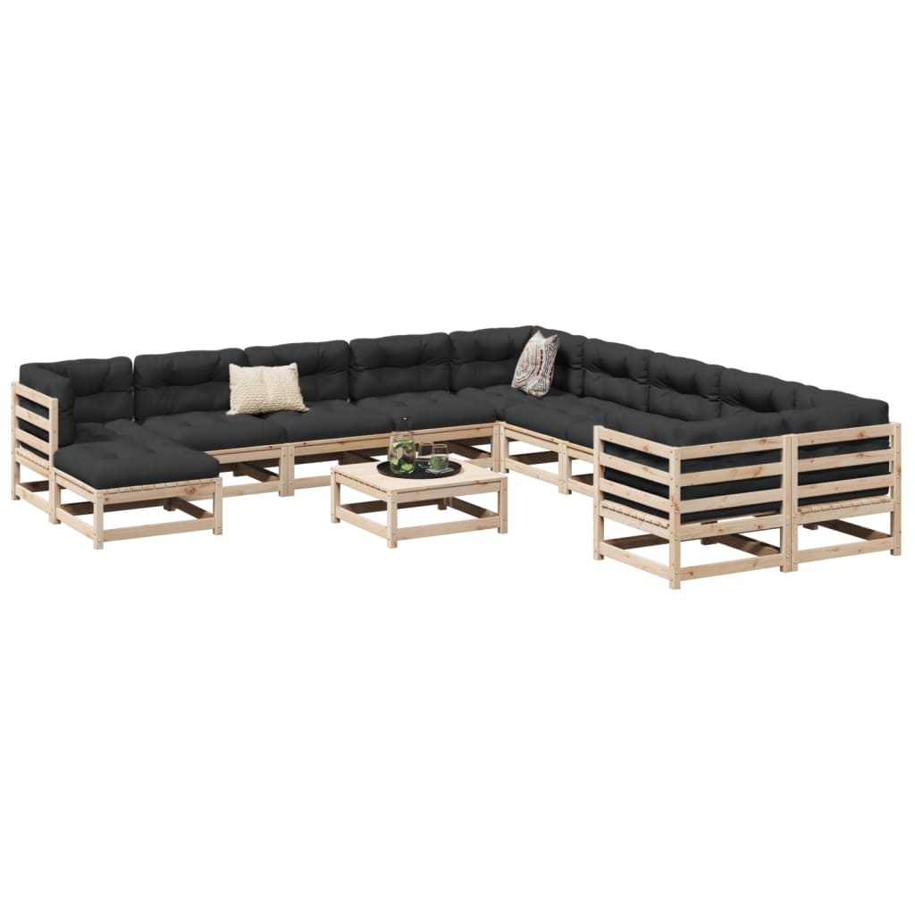 12 Piece Garden Sofa Set Solid Wood Pine - Discount Dealers