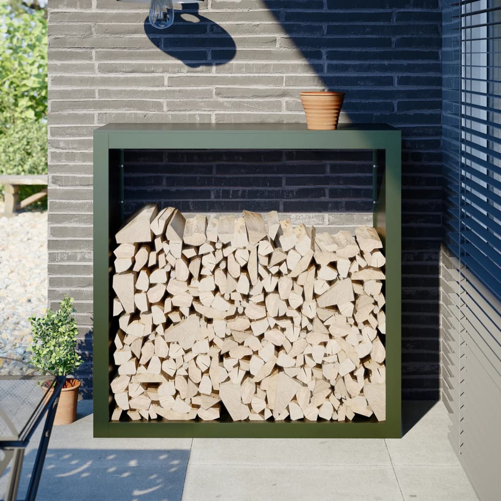 Firewood Rack Green 100x40x100 cm Steel - Tyrell & Tyrell