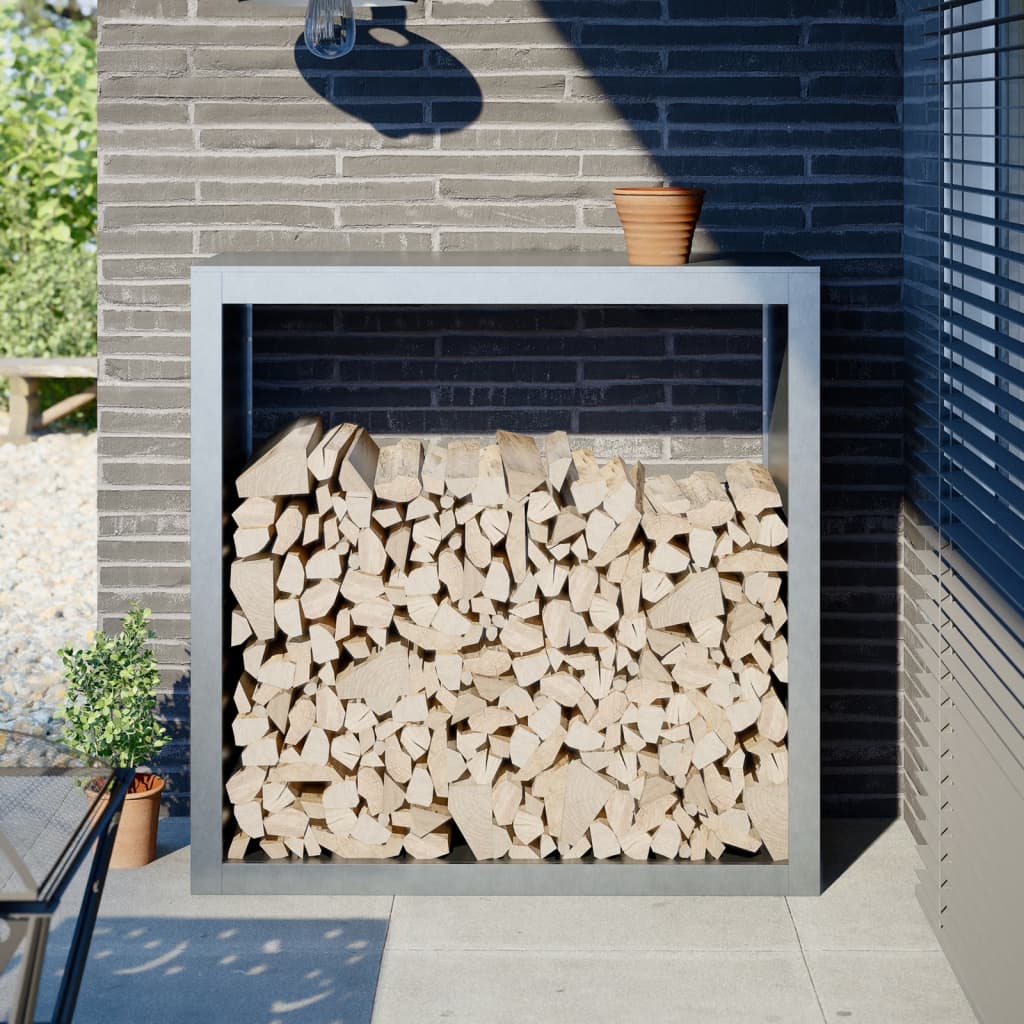 Firewood Rack 100x40x100 cm Galvanised Steel - Charlotte Dunes