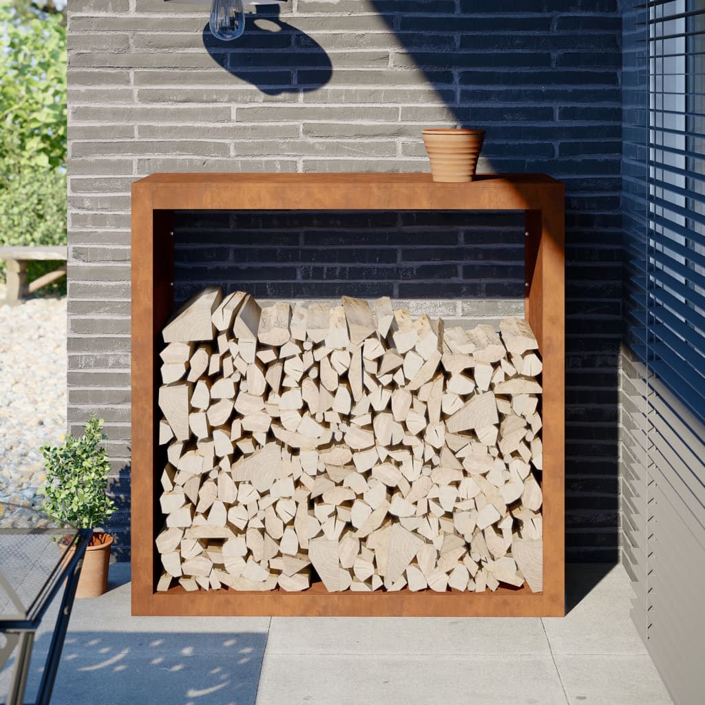 Firewood Rack 100x40x100 cm Weathering Steel - Charlotte Dunes