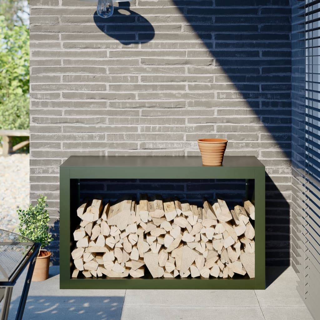 Firewood Rack Green 100x40x60 cm Steel - Discount Dealers