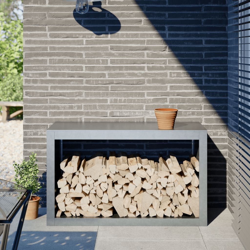 Firewood Rack 100x40x60 cm Galvanised Steel - Discount Dealers